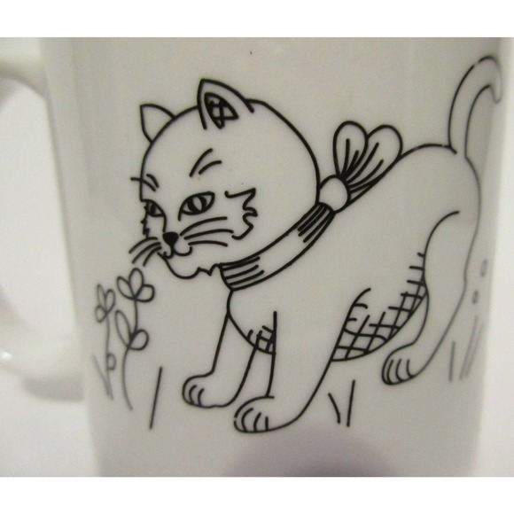 Unique Cats Playing Outline Artistic Coffee Cup Mug White Kittens Cat Play Pet - Picture 9 of 9